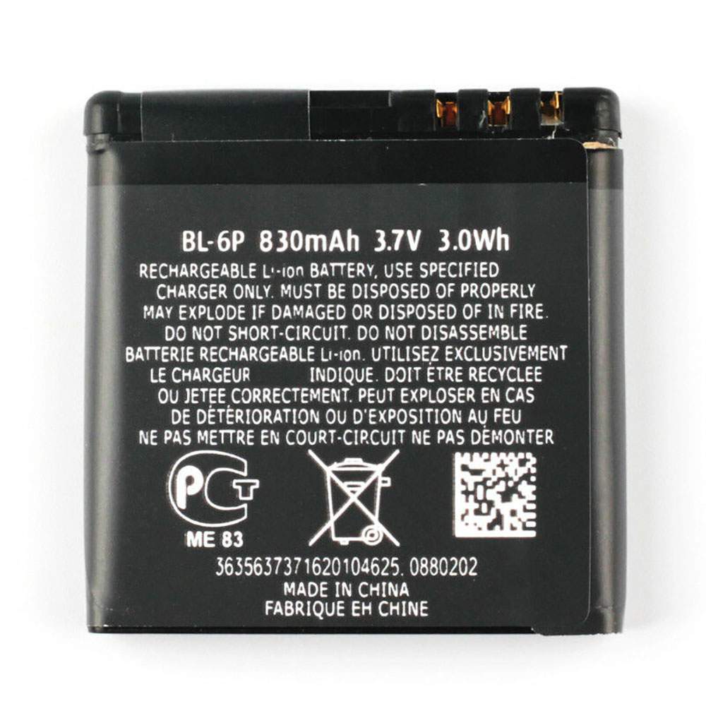 Batterie pour NOKIA 6500 6500C 7900 BL-6P, 830mAh/3.0WH 