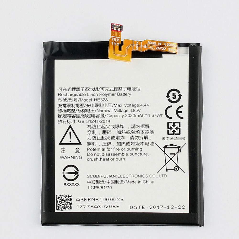 Batterie pour NOKIA 8 TA-1004 HE328, 3030mAh/11.67WH 