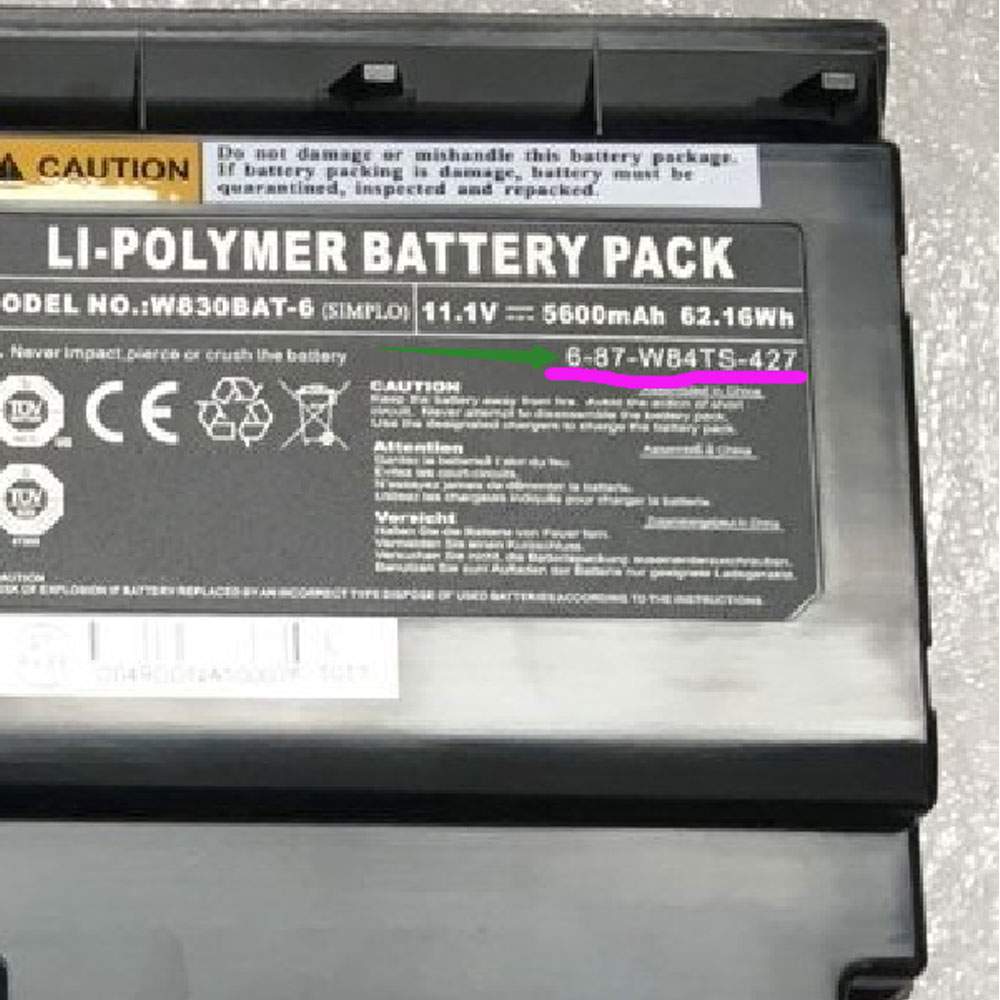 CLEVO 6-87-W84TS-427 serie battery 